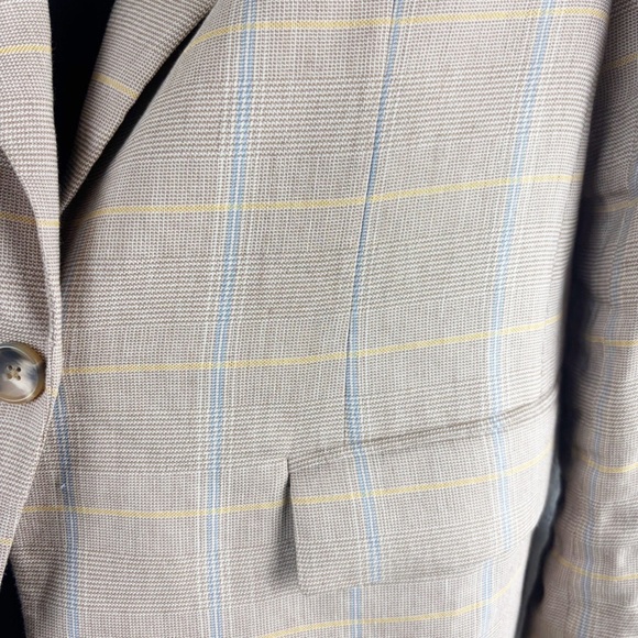 A.L.C. Donovan Plaid Linen Oversized Blazer Jacket Tawny Tan Size 8 Casual - Picture 7 of 8